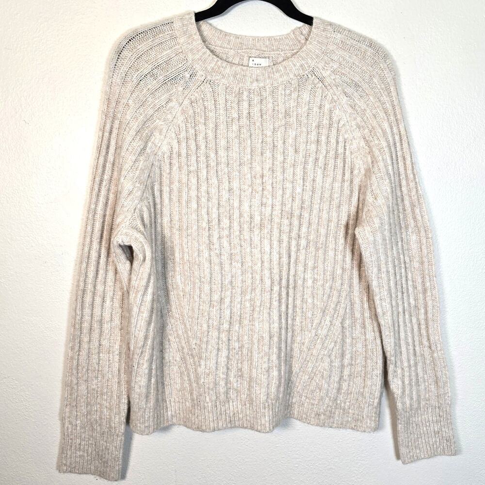 A New Day Ribbed Sweater Women's XL Tan Wool Blend Casual Winter Wardrobe